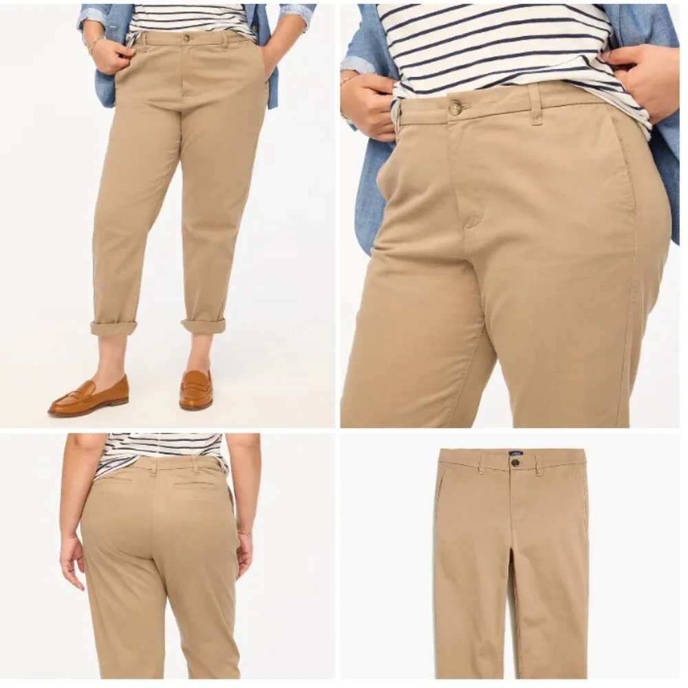 J. Crew High Rise Girlfriend Chino Pant in Camel (Dark Khaki Tan) Women's 10 - Picture 2 of 9